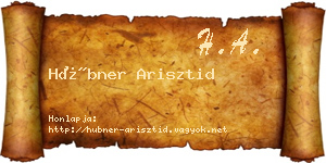 Hübner Arisztid névjegykártya